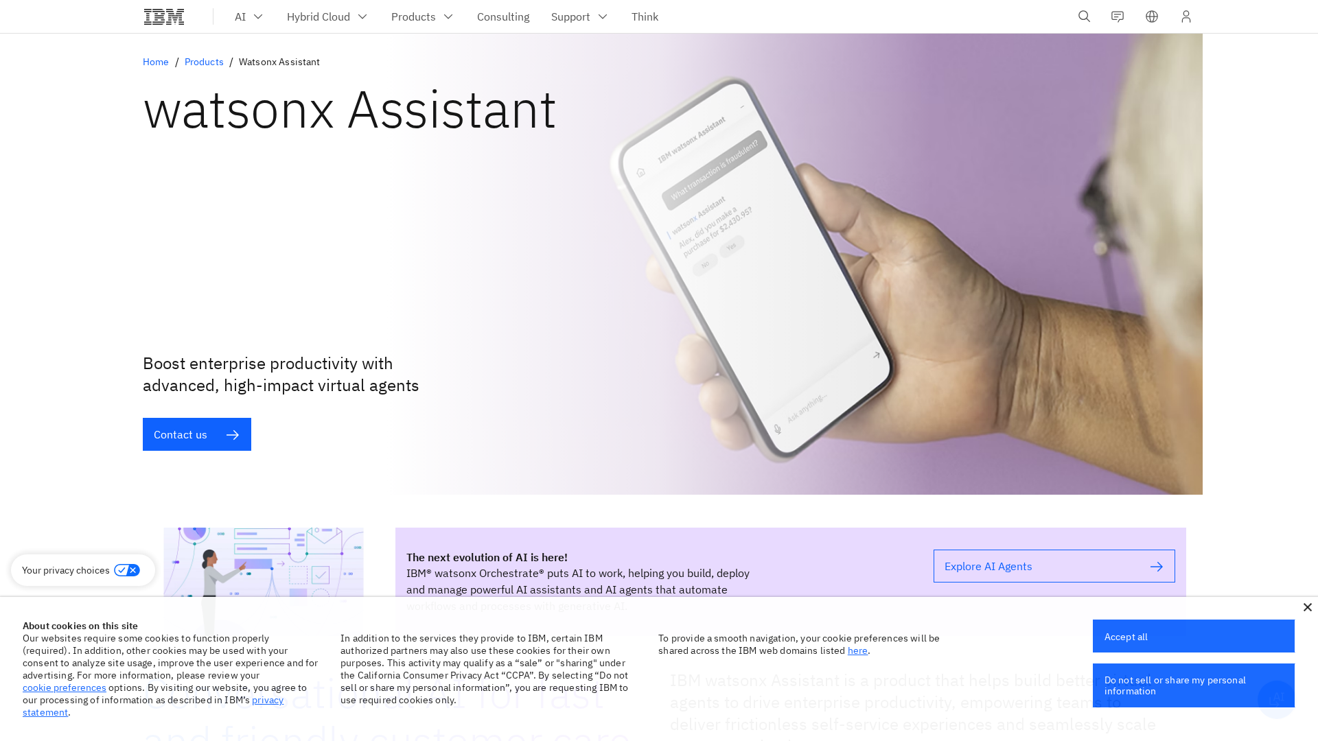 IBM watsonx Assistant Screenshot