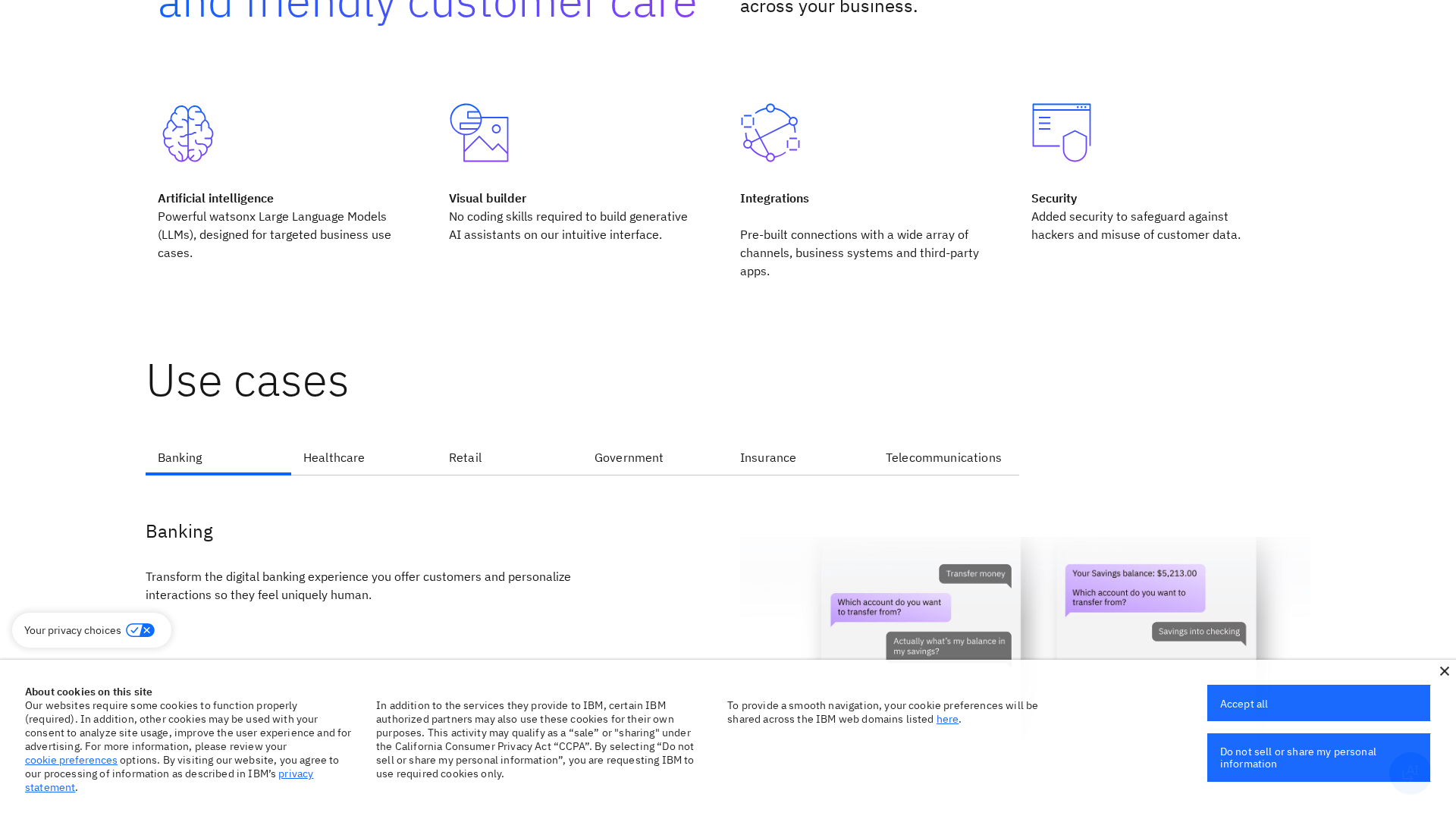 IBM watsonx Assistant Screenshot 1