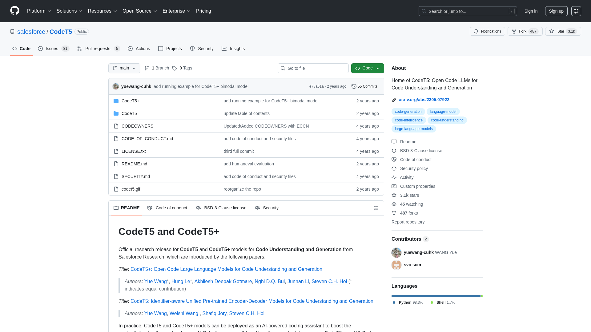 Salesforce CodeT5 Screenshot