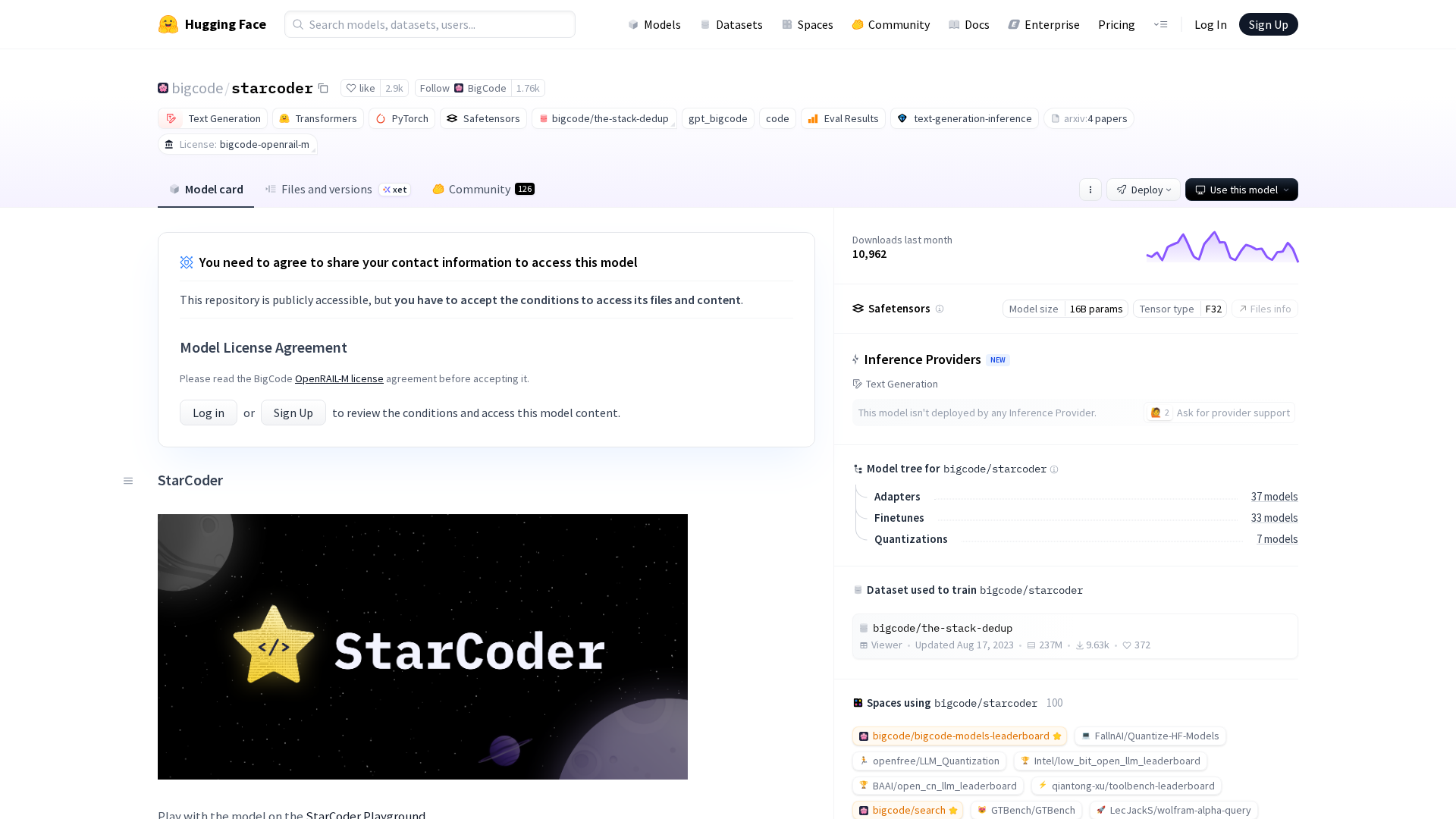 StarCoder Screenshot