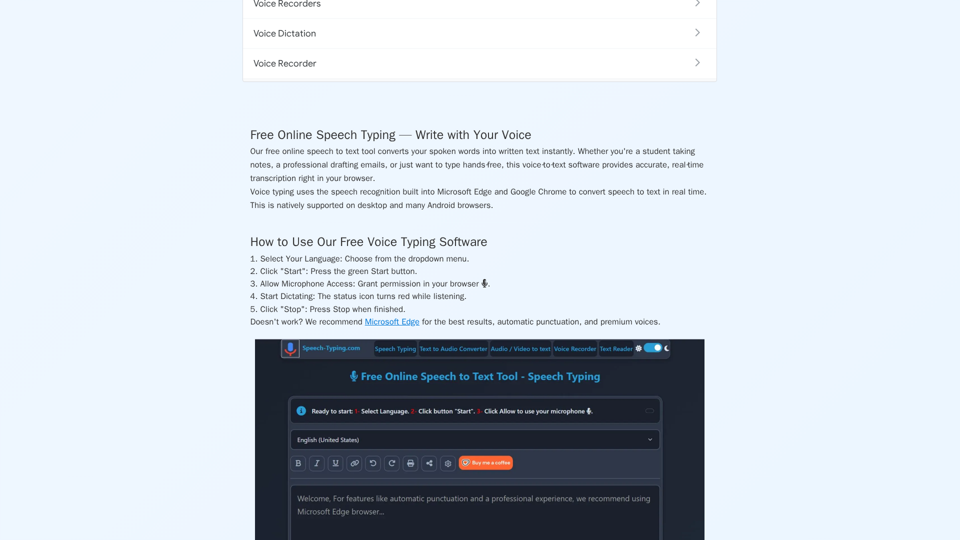 Speech Typing Screenshot 1