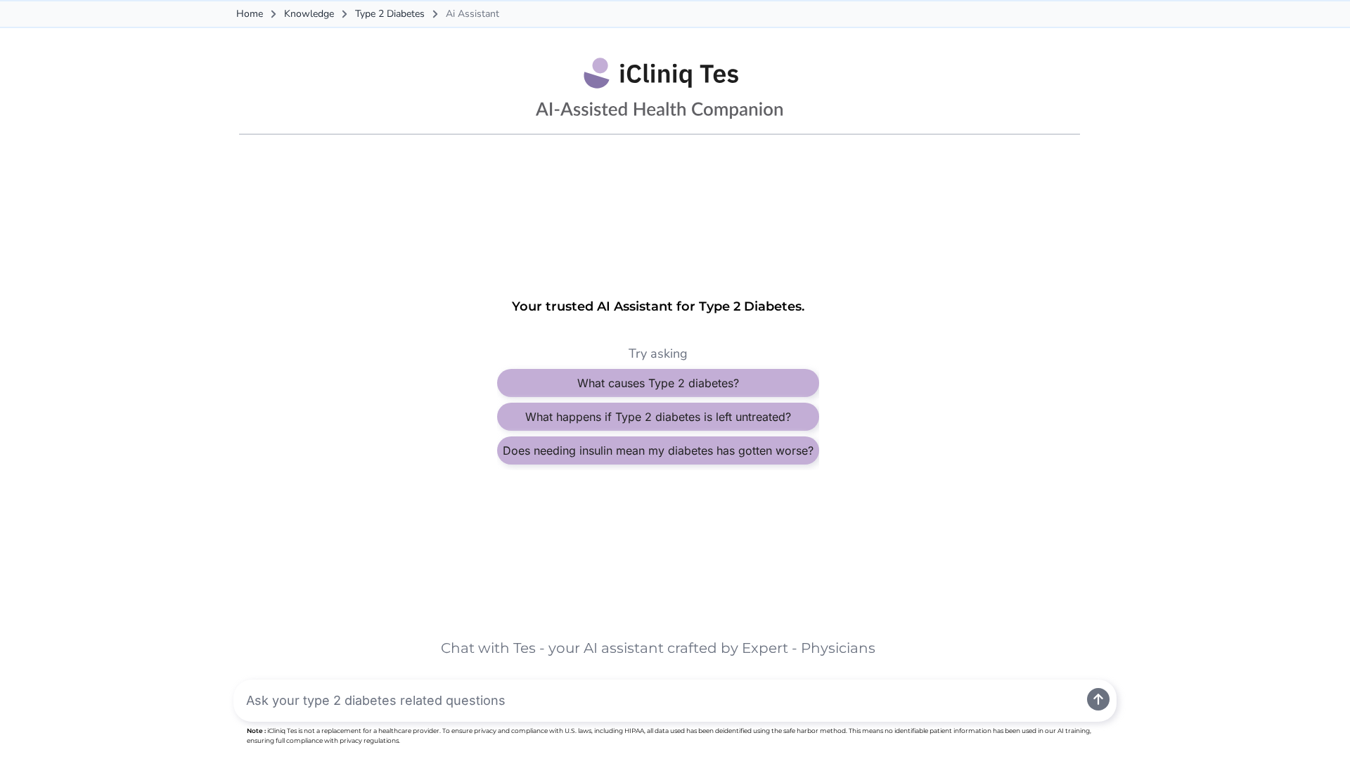 iCliniq Tes for Type 2 Diabetes Screenshot