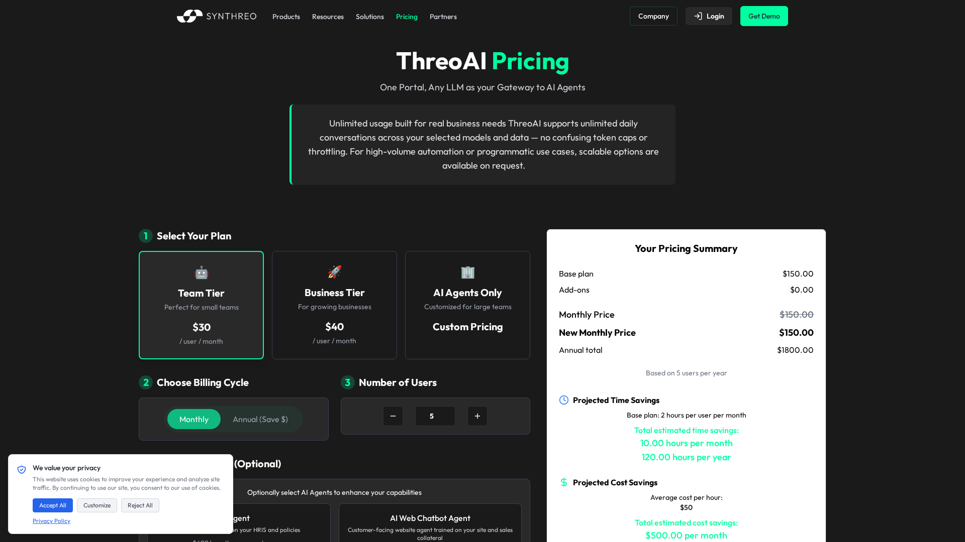 BotX (now operating as Synthreo) Screenshot 1
