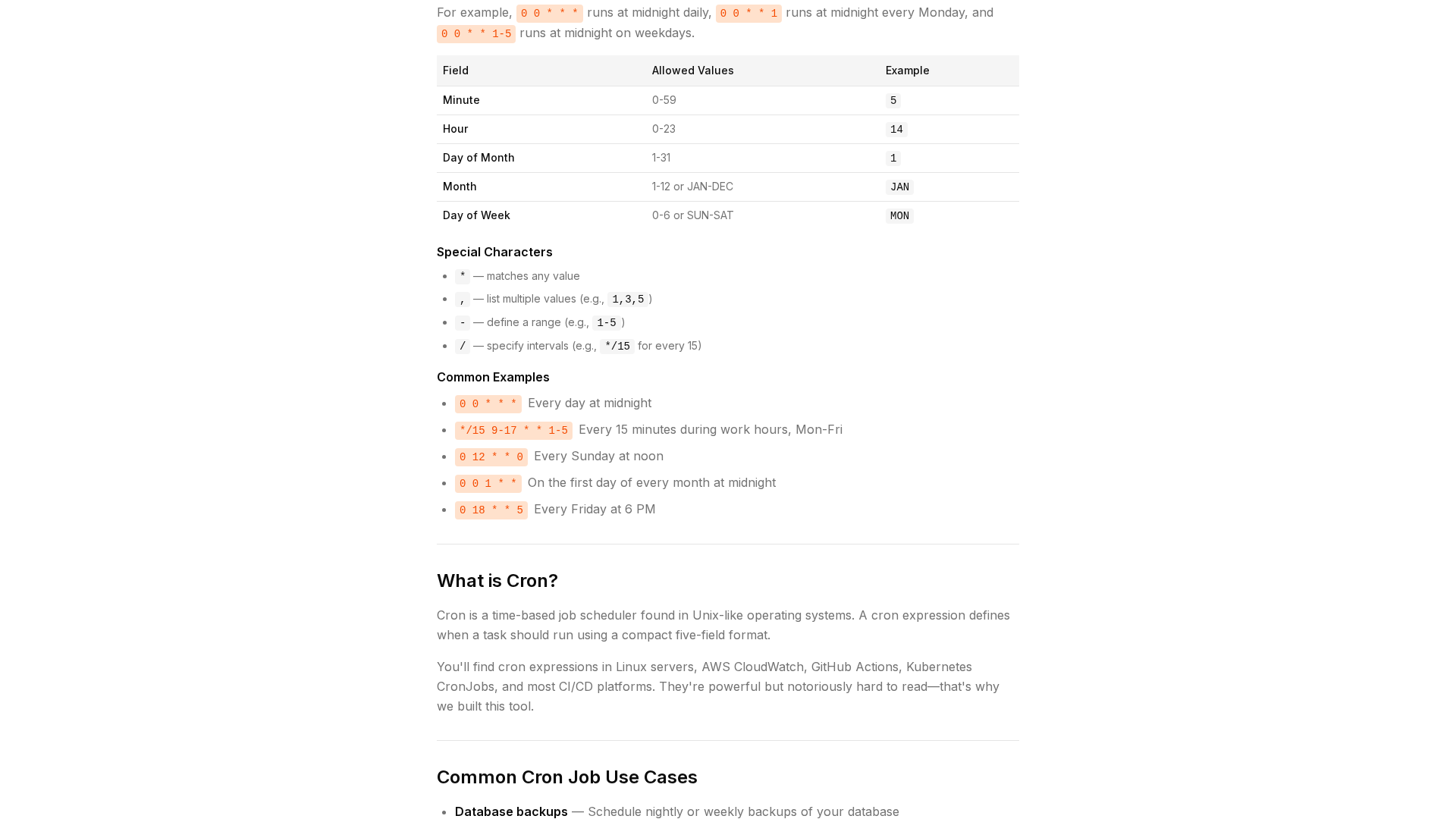 Cron Calculator Screenshot 1