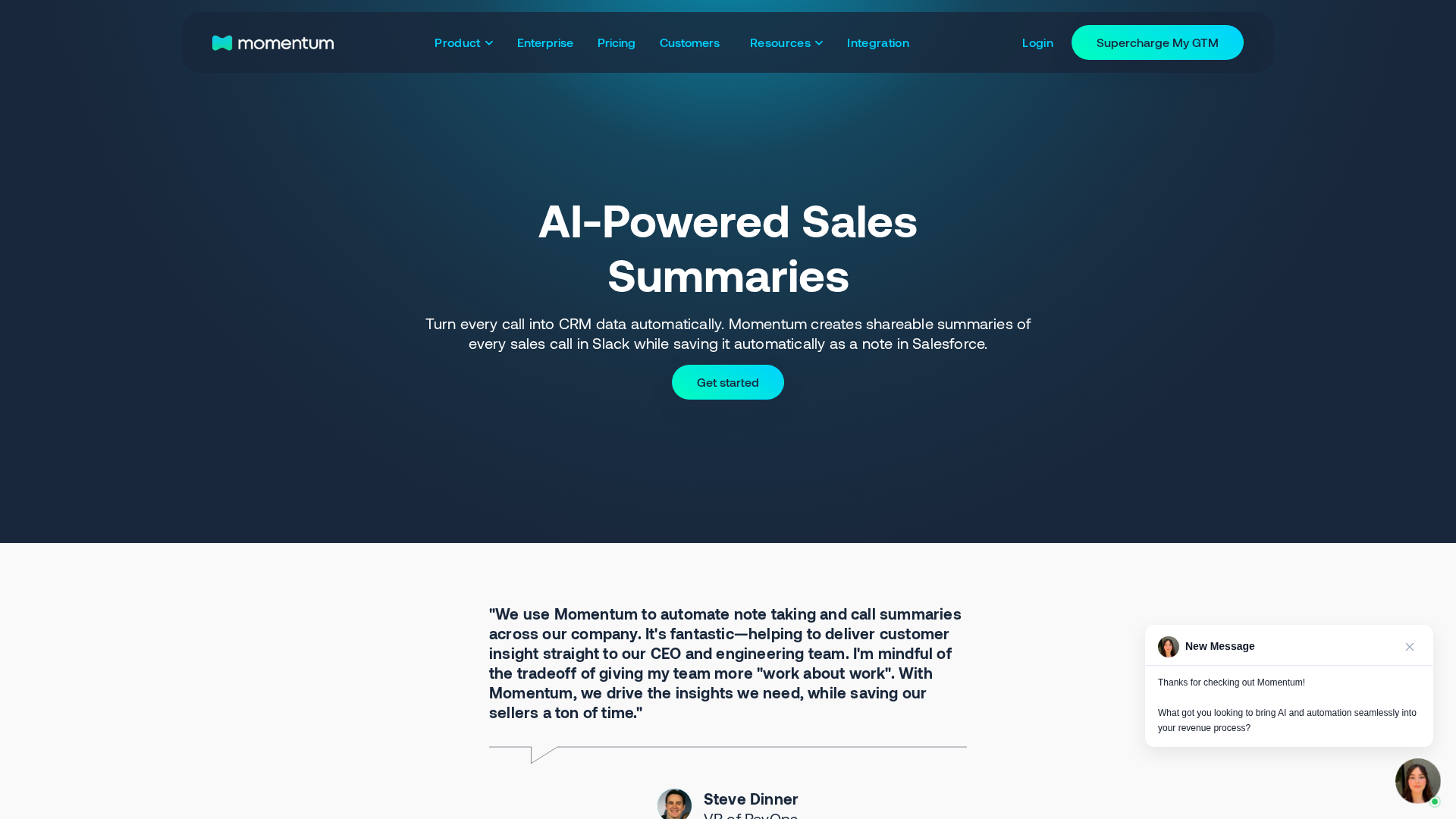 Momentum AI Summaries Screenshot