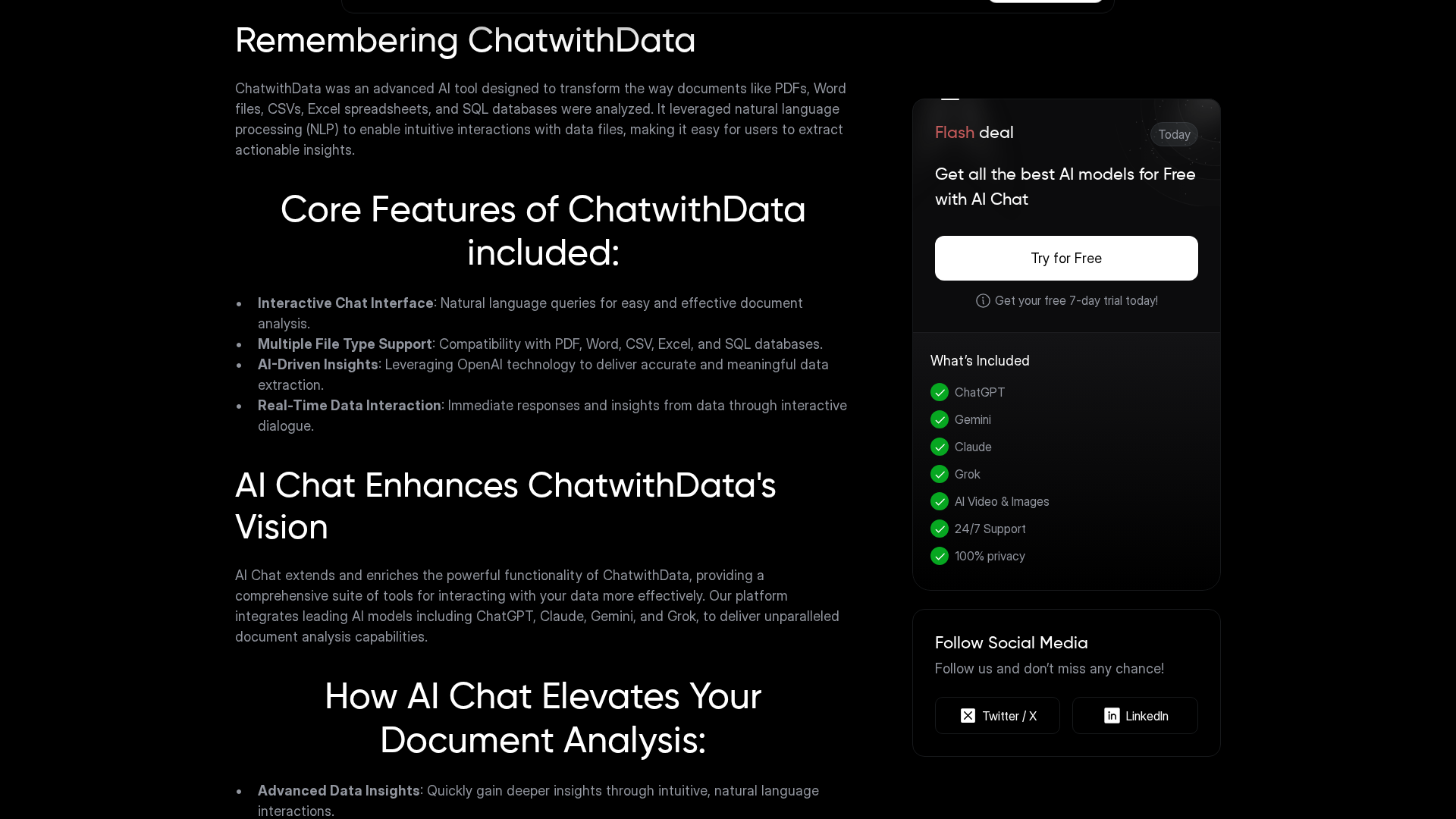 ChatwithData / AI Chat (site representation) Screenshot 1
